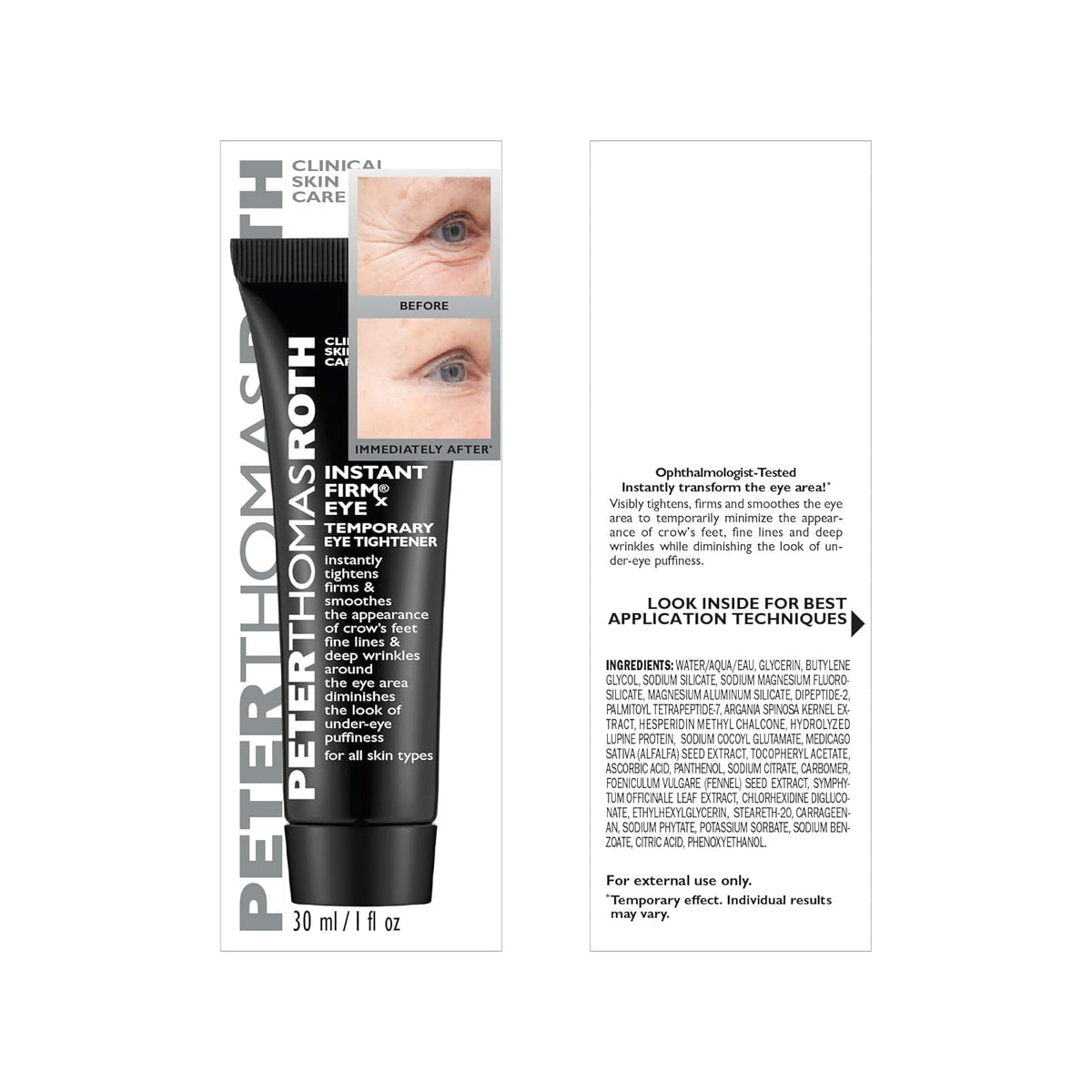 Peter Thomas Roth Instant FirmX Eye Tightener | 30ml with Brush | Instant Wrinkle & Puffiness Reduction